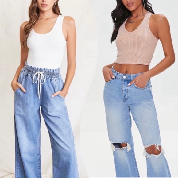 Forever 21 Tops - Bundle of two (2) cropped tank tops (cream and pink)